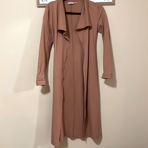 Light long drapey coat in blush